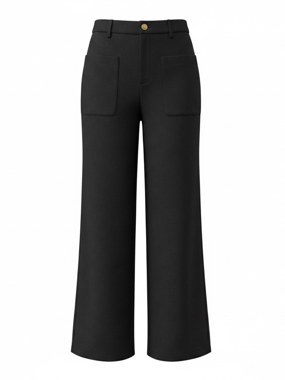 Black Wide-Leg Patch Pocket Pants
